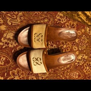 Coach Leather and canvas wedges